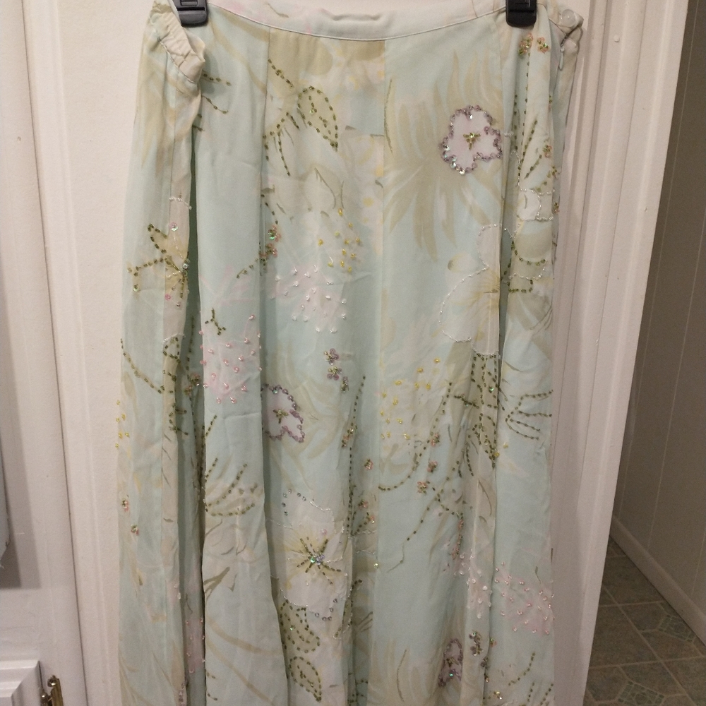 NWT Plus, beaded silk skirt with matching shell.
